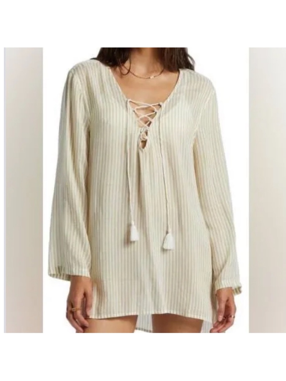 Billabong Cream/Off-White Lace-Up Beach coverup